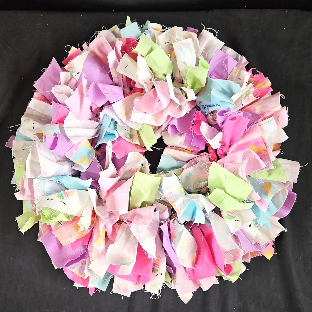 Handmade Unicorn Fabric Tied Wreath
